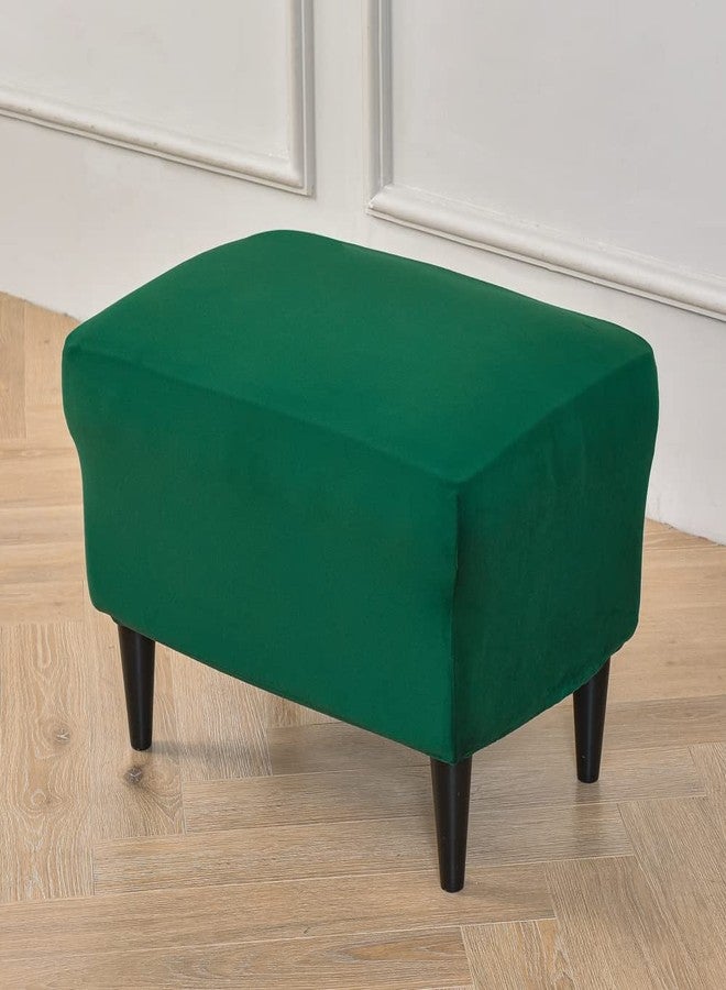 OBCREAT غطاء عثماني مخملي من OBCREAT - غطاء تخزين مستطيل قابل للطي بقاعدة مطاطية - أخضر - Image 2